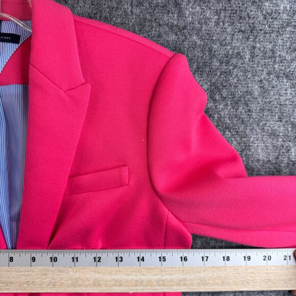 Tommy Hilfiger Women's Pink Blazer Size 2 Tailored Jacket Elbow Patches - Picture 5 of 8